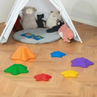 Outsunny 6-Piece Kids Balance Stepping Stones, Starfish Style Non-slip Obstacle Course, Stackable Balance Blocks Garden Toys Encourage Toddler Balance Indoor Outdoor(m-10)