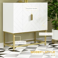 kleankin Bathroom Mirror Cabinet Under Sink Storage Cabinet Basin Cupboard with 2 Doors and Gold Steel Legs(m-5)