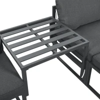 Gartenlounge-Set aus Aluminium mit 2 Sofas und 2 Fußhockern, variabel und verstellbar kombinierbar, für Außen und Innenbereich, Grau(m-6)