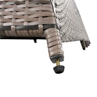 Gartenlounge-Set, Rattanzelt, geeignet für 2-4 Personen, inklusive graues Rattan, beiger Türvorhang, Sitzkissen mit Reißverschluss, Beige(m-9)