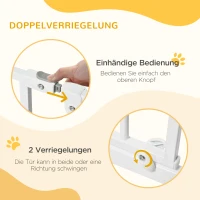 PawHut Honden-Deurafzetting, verstelbare lengte 75-145 cm, Montage zonder Boren, Staalframe, Wit(m-4)