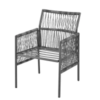 Gartenlounge-Set, Gestell aus verzinktem Eisen, 5-teilig: 4 Sessel und 1 Tisch , Tisch mit WPC-Platte, Grau(m-11)