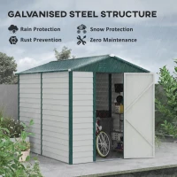 Outsunny 9x 6FT Metal Outdoor Garden Shed, Galvanised Tool Storage Shed w/ Sloped Roof, Lockable Door for Patio Lawn, Green(m-4)
