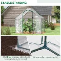 Outsunny Walk In Mini Greenhouse Garden Outdoor Flower Planter Steel Frame w/ Zipped Door & Window, PVC Cover, 180 x 100 x 168CM(m-6)