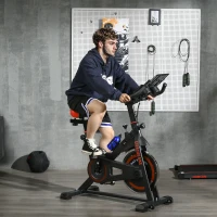 HOMCOM Exercise Bike, 8kg Flywheel Stationary Bike Indoor Cycling Machine with Adjustable Resistance Seat Handlebar, Black(m-2)