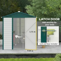 Outsunny 9x 6FT Metal Outdoor Garden Shed, Galvanised Tool Storage Shed w/ Sloped Roof, Lockable Door for Patio Lawn, Green(m-5)