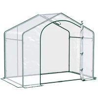 Outsunny Invernadero de Jardín 180x100x168 cm para Cultivo de Plantas Vivero Tipo Caseta Marco Acero y PVC Transparente(m-6)