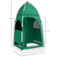 Outsunny Tenda de Duche Portátil Tenda de Privacidade Emergente 122x122x213 cm UPF30+ Trocador para Campismo Sanita Verde(m-3)