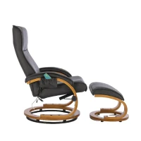 PU Leather Electric Recliner Armchair with 5 Point Massage, Ottoman Footstool, Bentwood Base, 85x67x103 cm, Brown(m-8)