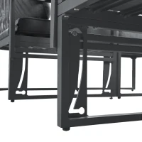 Gartenlounge-Set aus Aluminium mit 2 Sofas und 2 Fußhockern, variabel und verstellbar kombinierbar, für Außen und Innenbereich, Grau(m-9)