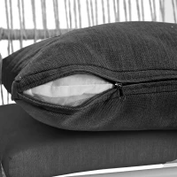 Gartenlounge-Set, Gestell aus verzinktem Eisen, 5-teilig: 4 Sessel und 1 Tisch , Tisch mit WPC-Platte, Grau(m-5)