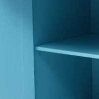 Multifunktionaler Küchenwagen mit erweiterbarer Arbeitsfläche, verstellbaren Regalen und Schubladen, auf Rollen, Küchenmöbel, Blau+Gelb(m-9)