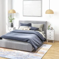 HOMCOM Set of Two Three-Drawer Modern Bedside Tables - White(m-7)