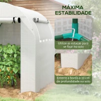 Outsunny Estufa de Jardim 180x180x200 cm Estufa Tipo Túnel Pequena com Porta Enrolável e Janela de Malha para Cultivar Plantas Flores Branco(m-5)