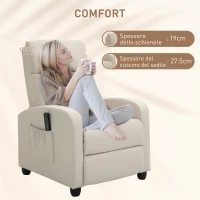 HOMCOM Poltrona Relax Massaggiante con Telecomando e 8 Programmi, Reclinazione e Poggiapiedi, 68x88x98cm, Crema(m-7)
