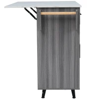 Desserte de Cuisine Multifonction avec Table Rabattable, Étagères Intérieures et 5 Roues, 2 Tiroirs et Meuble Gain de Place, Gris+Blanc(m-11)