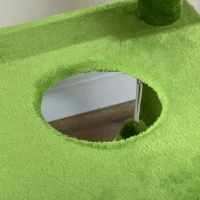 PawHut Arranhador de Gatos Grande de 142 cm com Postes de Sisal Plataformas Rede Folhas e Bola de Brinquedo Ø49x142 cm Verde(m-8)