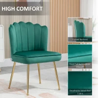 HOMCOM Velvet-Feel Shell Accent Chair - Green(m-6)