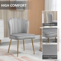 HOMCOM Velvet-Feel Shell Accent Chair - Grey(m-6)