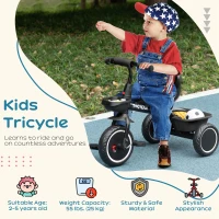 AIYAPLAY Kids Trike for 2-5 Years with Adjustable Seat, Pedal, Baskets, Black(m-4)