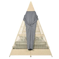 Salon de jardin en rotin avec tente, adapté pour 2 à 4 personnes, avec coussins amovibles et lavables, Gris(m-8)