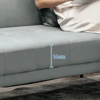 HOMCOM Sofá Cama Convertível Sofá Cama de 3 Lugares com Encosto Ajustável de 3 Níveis e 2 Almofadas Acolchoadas 206x81x83 cm Cinza(m-7)