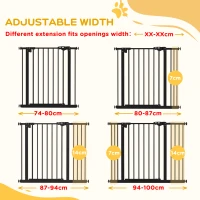 PawHut Metal 74-100cm Wide Adjustable Dog Gate Black(m-7)