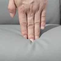 HOMCOM Faux Leather Recliner Chair and Footstool, Swivel Upholstered Armchair and Footstool with Adjustable Backrest, Solid Wood Base for Living Room, Light Grey(m-9)