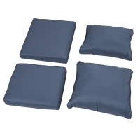 Outsunny Six-piece Outdoor Rattan Dining Set, with Reclining Armchairs - Blue(m-8)