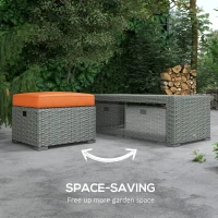 Outsunny Six-piece Outdoor Rattan Dining Set, with Reclining Armchairs - Orange(m-5)