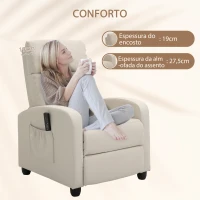 HOMCOM Poltrona de Massagem Reclinável com 2 Zonas de Massagem 8 Programas e 5 Níveis de Intensidade 68x88x98 cm Creme(m-7)