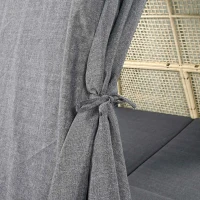 Set poltrona lounge da giardino in rattan con tenda, adatto per 2-4 persone, con cuscini rimovibili e lavabili con cerniera, Grigio(m-6)