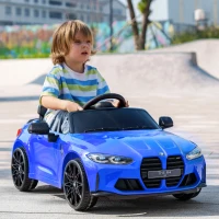 AIYAPLAY Carro Elétrico para Crianças BMW M4 12V com Controlo Remoto Faróis Buzina Música e Velocidade 3-5 km/h 108x69,5x51 cm Azul(m-2)