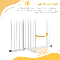 PawHut Pressure Fit Dog Stair Gate No Drilling Safety Gate Auto Close for Doorways, Hallways, 74-94cm Adjustable, 94cm Tall, White(m-5)