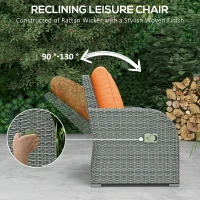 Outsunny Six-piece Outdoor Rattan Dining Set, with Reclining Armchairs - Orange(m-4)