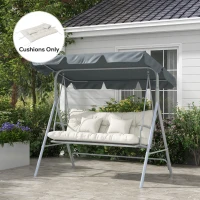 Outsunny Back and Seat Cushion Replacement with 2 Pillows, Patio Chair Cushions Set with Ties, White(m-2)