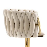 Set di 2 Sgabelli da Bar Vintage con Schienale e Poggiapiedi, Sedie da Pranzo, Avorio(m-8)