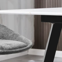 Tavolo Consolle Allungabile da Pranzo in Marmo con Struttura in Acciaio, Ideale per Cene Familiari e Intrattenimento, 110/140x75x76 cm, Nero Bianco(m-9)