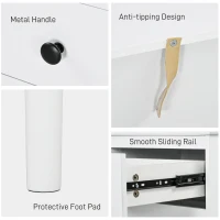 HOMCOM Set of Two Three-Drawer Modern Bedside Tables - White(m-5)