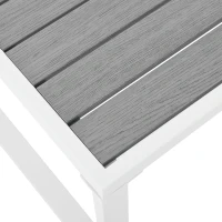 Salon de Jardin Moderne en Fer Zingué et Corde avec Coussins, Composé d'un Canapé Double, Deux Fauteuils et une Table WPC, Pieds Réglables, Blanc+gris(m-9)