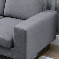 HOMCOM 2-zitsbank stoffen bank hoekbank gestoffeerde bank zitmeubelen kussens armsteun hout metaal lichtgrijs 160 x 82 x 78 cm(m-9)