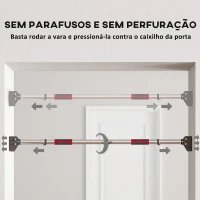SPORTNOW Barra de Elevação para Porta Ajustável de 95 cm a 123 cm Carga 200 kg para Exercícios e Treino Vermelho e Preto(m-5)