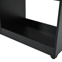 Chariot de Rangement Cuisine Multifonctionnel avec Étagères Ouvertes, Porte-Serviettes en Bois et 4 Roues Silencieuses, avec Frein, Noir(m-6)