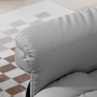 HOMCOM Faux Leather Recliner Chair and Footstool, Swivel Upholstered Armchair and Footstool with Adjustable Backrest, Solid Wood Base for Living Room, Light Grey(m-8)