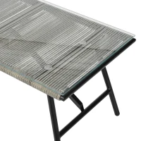 Salon de Jardin Moderne en Rotin PE et Acier Galvanisé, Canapé 2 Places, 2 Fauteuils et une Table avec Plateau en Verre, Coussins Inclus, Gris(m-8)