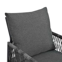 Set Tavolo e Sedie da Giardino in PE-Rattan e Ferro Zincato, 5 Pezzi: 4 Sedie con Cuscini Inclusi e 1 Tavolo , Tavolo con Piano in WPC, Grigio(m-6)