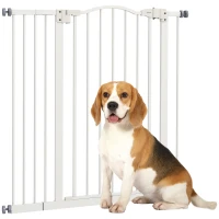 PawHut Pressure Fit Dog Stair Gate No Drilling Safety Gate Auto Close for Doorways, Hallways, 74-94cm Adjustable, 94cm Tall, White(m-1)