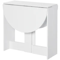 HOMCOM Tavolo Pieghevole da Pranzo a 2 Ribalte, Tavolo da Pranzo Allungabile in Legno Salvaspazio per Cucina e Soggiorno, 104x76x73.7 cm, Bianco(m-4)