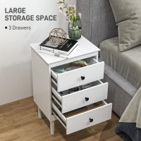 HOMCOM Set of Two Three-Drawer Modern Bedside Tables - White(m-4)