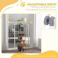 PawHut Pressure Fit Dog Stair Gate No Drilling Safety Gate Auto Close for Doorways, Hallways, 74-94cm Adjustable, 94cm Tall, White(m-7)